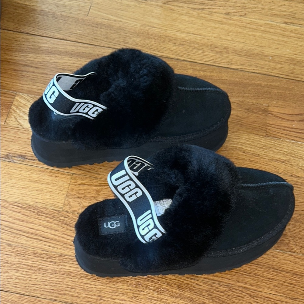 UGG black Fluffy Slippers. They have never been worn out. In mint condition.